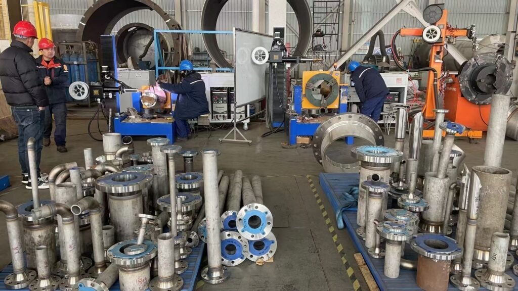 Automatic Welding Machine is welding pressure vessel fitting