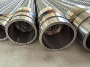 Corrugation flattening process before automatic metal hose welding