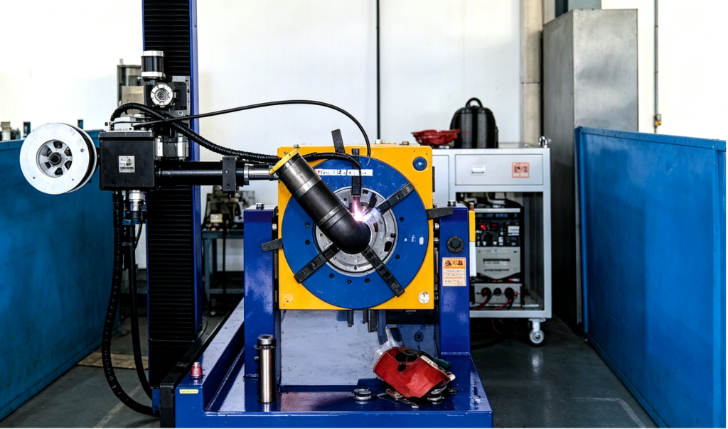 Vertical Rotary Torch Welding setup for loading arm pipe and flange joints