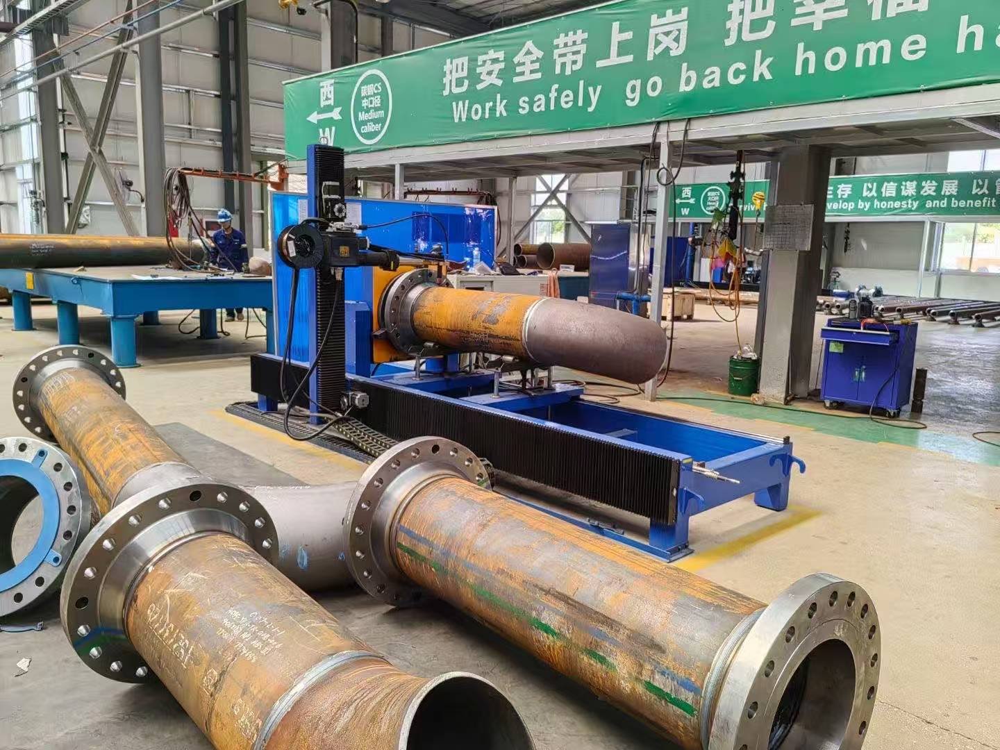 industrial pipe fabrication workshop for skid manufacturing