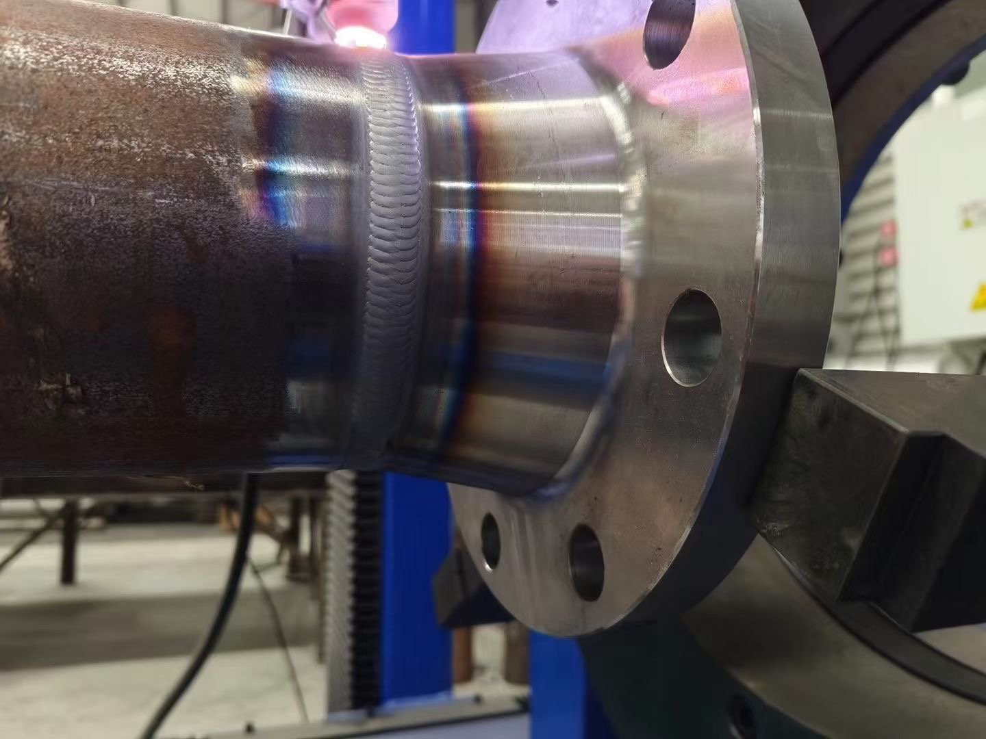 Precision orbital TIG welding process for pressure pipe components with flange connections